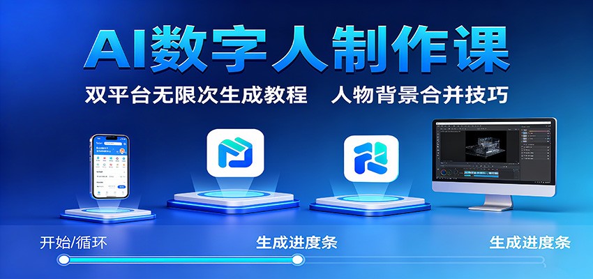 AI数字人制作课：双平台无限次生成教程，人物背景合并技巧-知创网