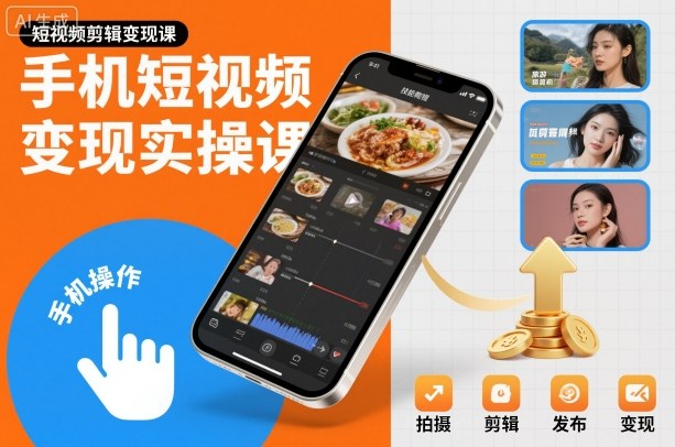 手机短视频变现实操课，短视频剪辑变现课-知创网