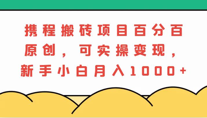 携程搬砖项目，百分百原创，可实操变现，新手小白月入1000+-知创网