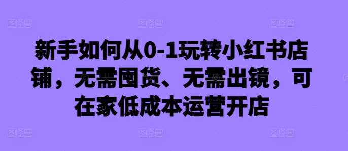 新手如何从0-1玩转小红书店铺，无需囤货、无需出镜，可在家低成本运营开店-知创网