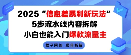 2025信息差暴利新玩法,5步流水线内容拆解,小白也能入门爆款流量主-知创网