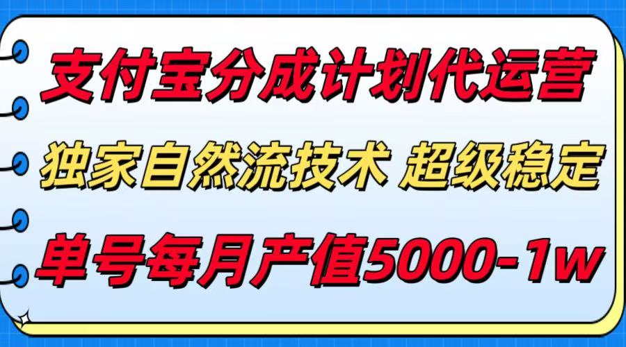 支付宝分成计划代运营，独家自然流技术，收益稳定，单号月产5000＋-知创网