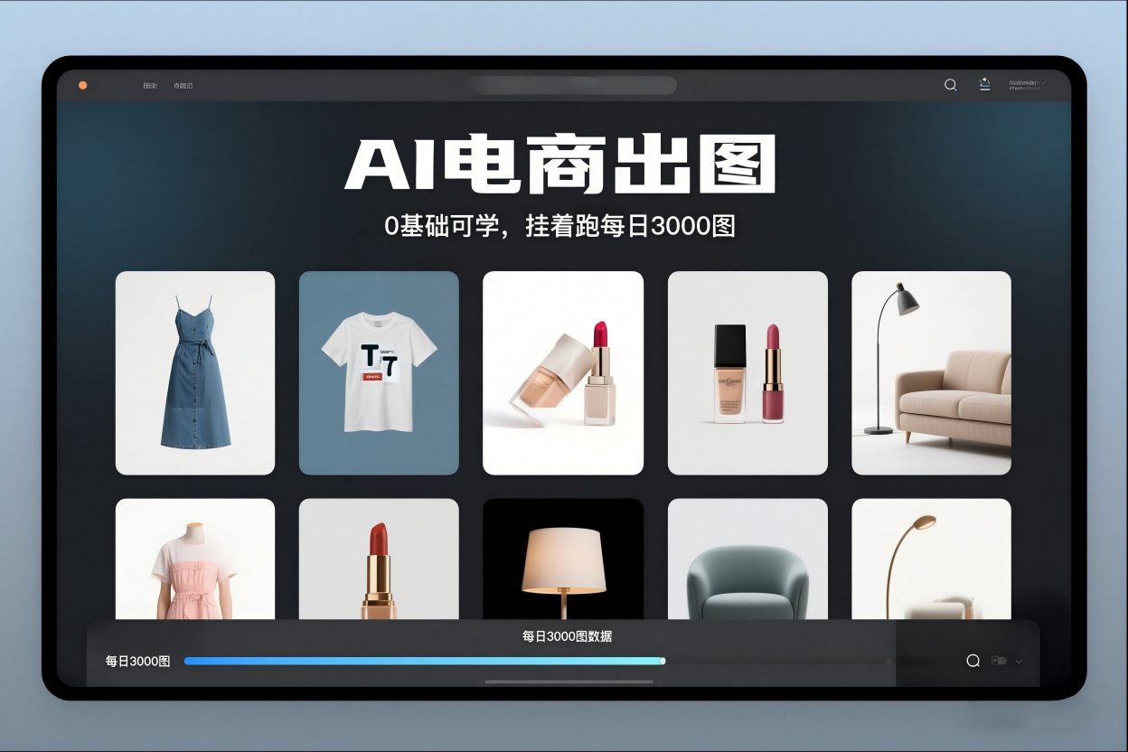AI电商出图,0基础可学,挂着跑每日3000图-知创网