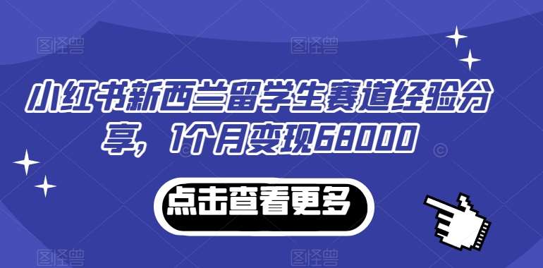 小红书新西兰留学生赛道经验分享，1个月变现68000【揭秘】-知创网