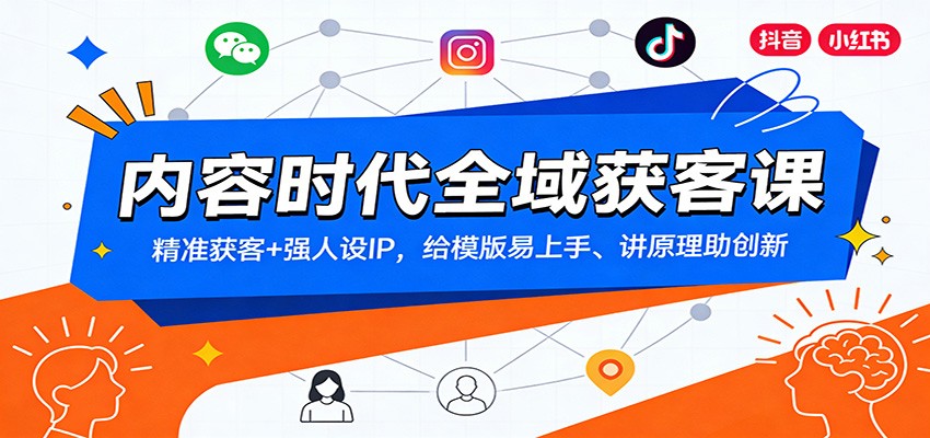 内容时代全域获客课：精准获客+强人设IP，给模版易上手、讲原理助创新-知创网