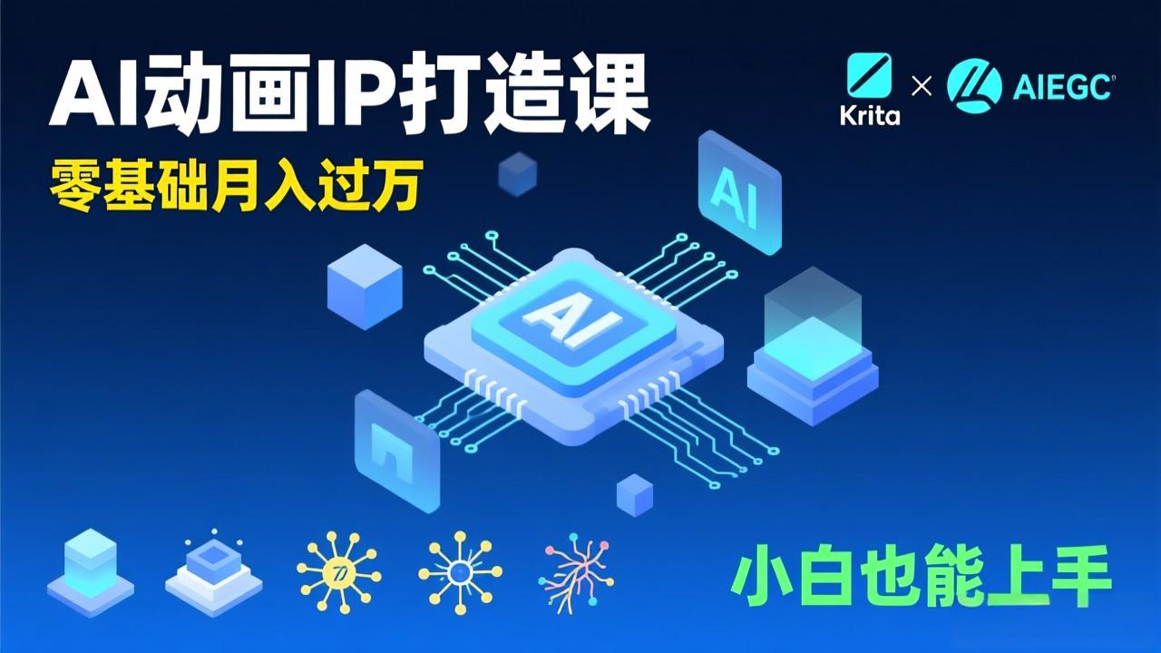(17075期)AI动画新手变现课,Krita+AIGC、模型训练、商单资源,零基础月入过万,小白也能上手-知创网