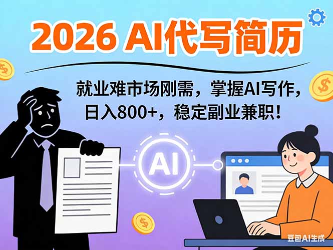 （17119期）AI代写简历，超暴利，用万能模板月入1-3万实战教程，2026年市场刚需！-知创网