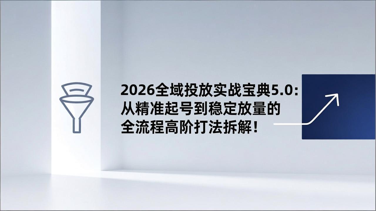 （17156期）2026全域投放实战宝典5.0：从精准起号到稳定放量的全流程高阶打法拆解！-知创网