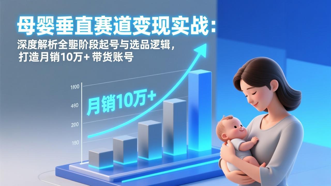 （17233期）母婴垂直赛道变现实战：深度解析三大阶段起号与选品逻辑，打造月销10万+带货账号-知创网