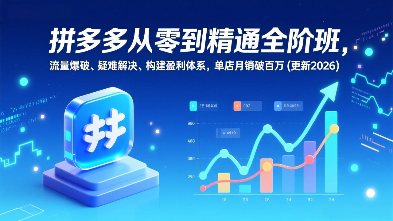 （17148期）拼多多从零到精通全阶班，流量爆破、疑难解决，构建盈利体系，单店月销破百万(更新2026)-知创网