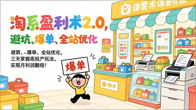 （17127期）淘系盈利术2.0，避坑、爆单、全站优化，三天掌握高投产玩法，实现月利润翻倍！-知创网