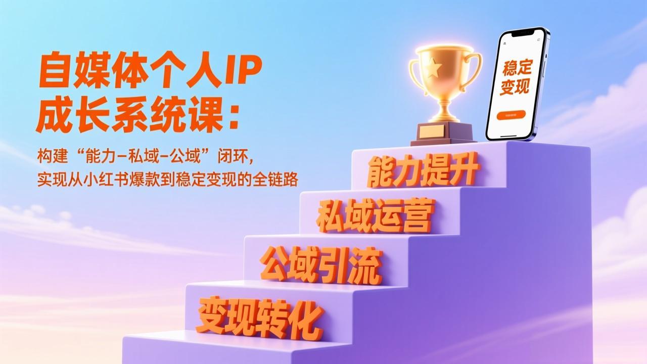 (17192期)自媒体个人IP成长系统课:构建“能力-私域-公域”闭环,实现从小红书爆款到稳定变现的全链路-知创网