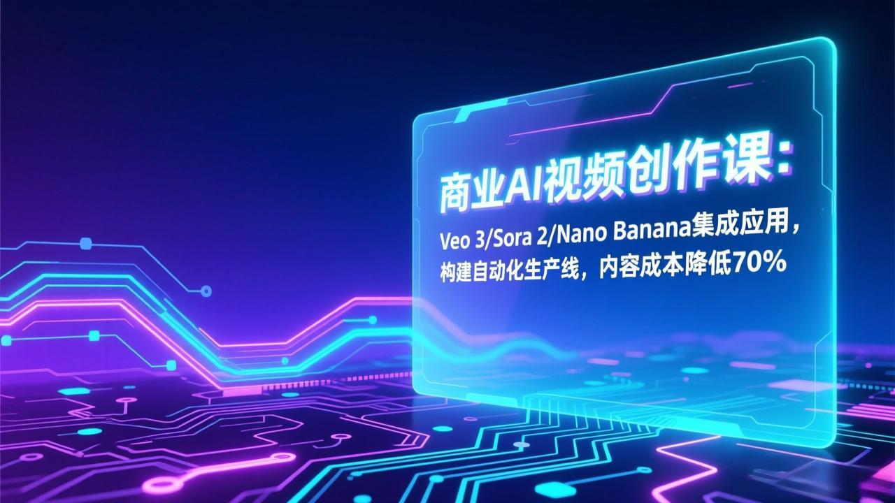 （17070期）商业AI视频创作课：Veo 3/Sora 2/Nano Banana集成应用，构建自动化生产线，内容成本降低70%-知创网