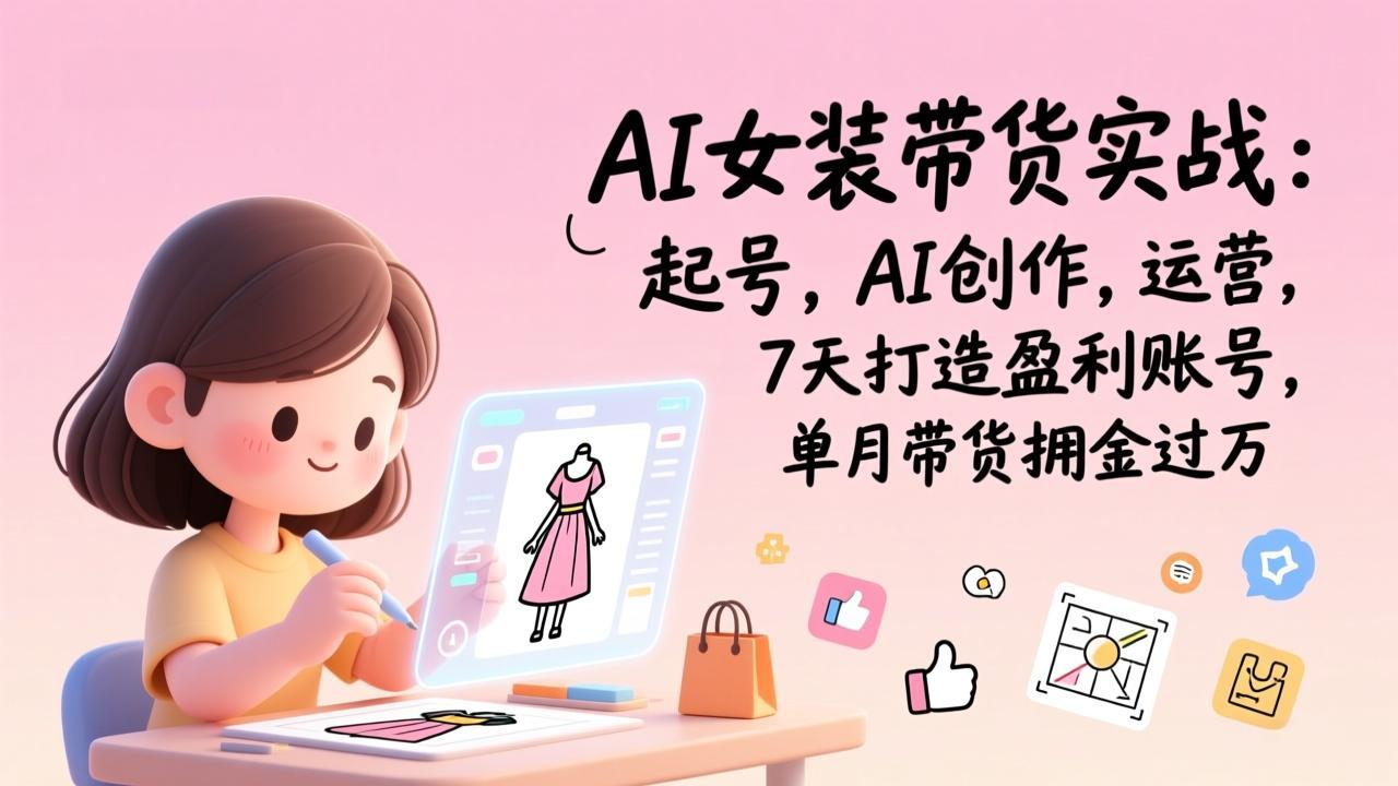 (17088期)AI女装带货实战:起号,AI创作,运营,7天打造盈利账号,单月带货佣金过万-知创网