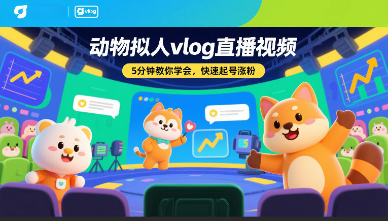 动物拟人vlog直播视频，5分钟教你学会，快速起号涨粉-知创网