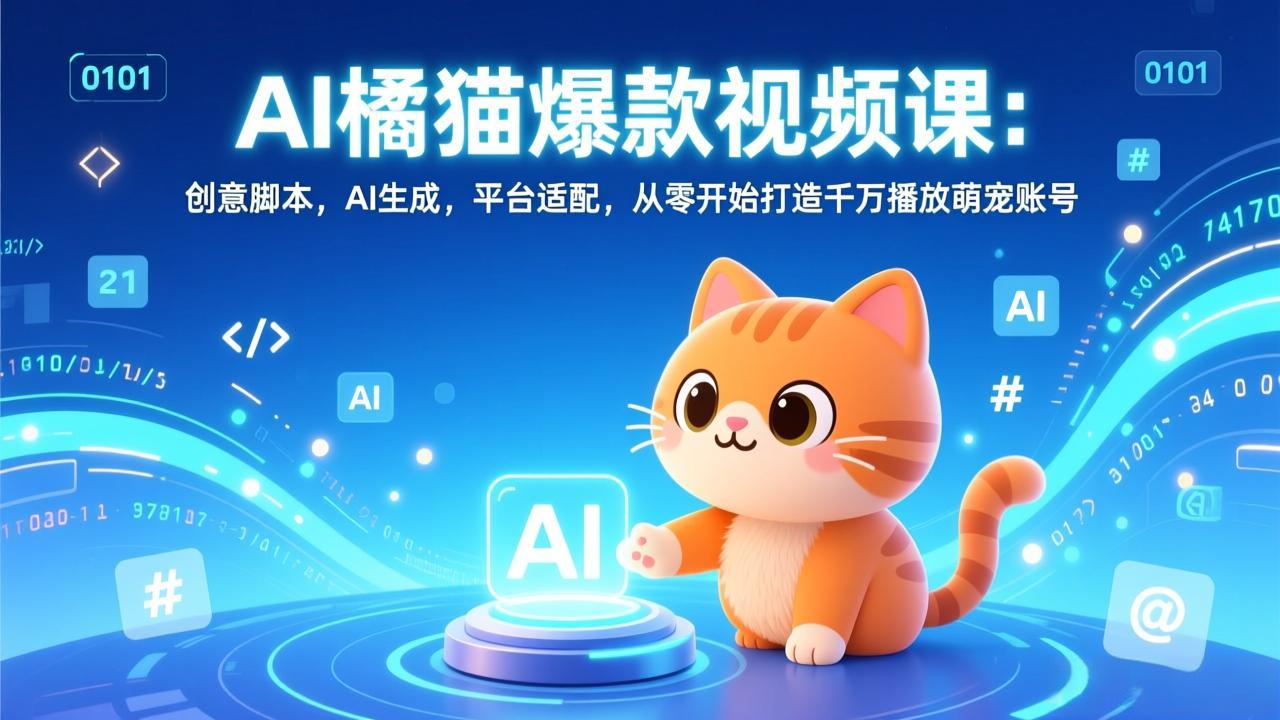 （17091期）AI橘猫爆款视频课：创意脚本，AI生成，平台适配，从零开始打造千万播放萌宠账号-知创网