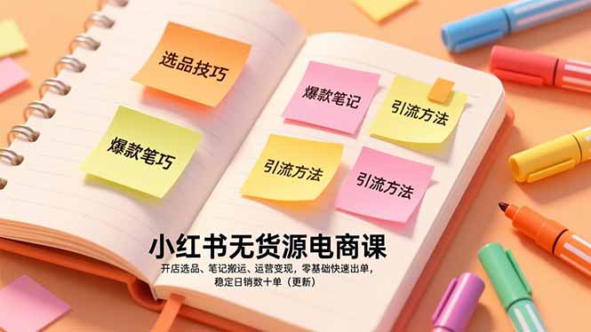 (17018期)小红书无货源电商课,开店选品、笔记搬运、运营变现,零基础快速出单,稳定日销数十单(更新)-知创网
