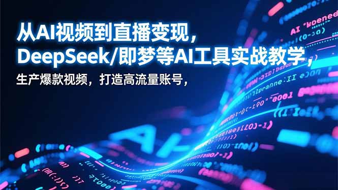 （17001期）从AI视频到直播变现，DeepSeek/即梦等AI工具实战教学，生产爆款视频，打造高流量账号-知创网