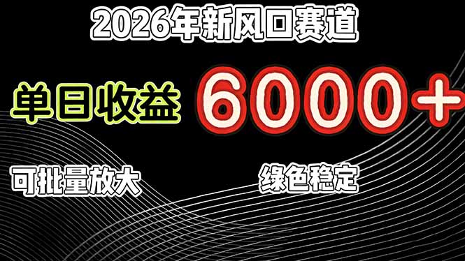 （17135期）2026年新风口赛道，当日6000+以上，可批量放大，月收入20万+，长期绿色稳定的项目-知创网
