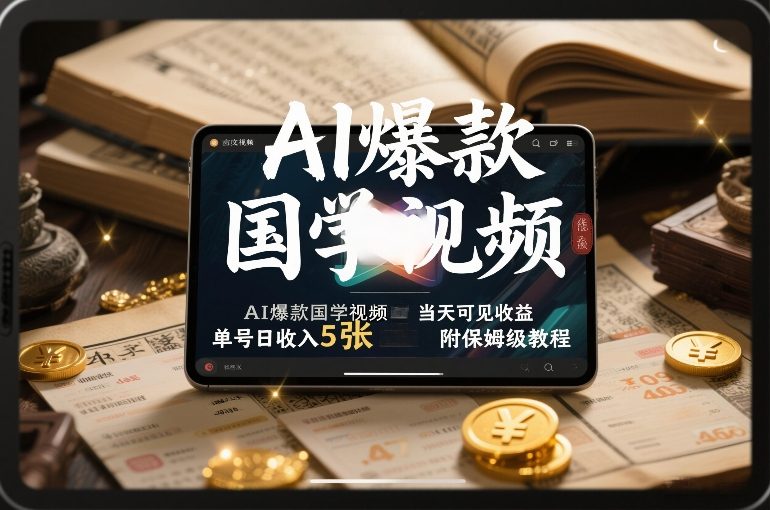 AI爆款国学视频，独家起号方法，小白直接上手，当天可见收益，单号日收入5张+附保姆级教程-知创网