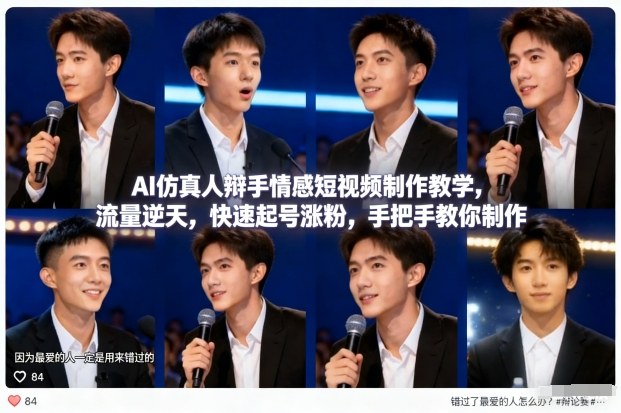 AI仿真人辩手情感短视频制作教学,流量逆天,快速起号涨粉,手把手教你制作-知创网