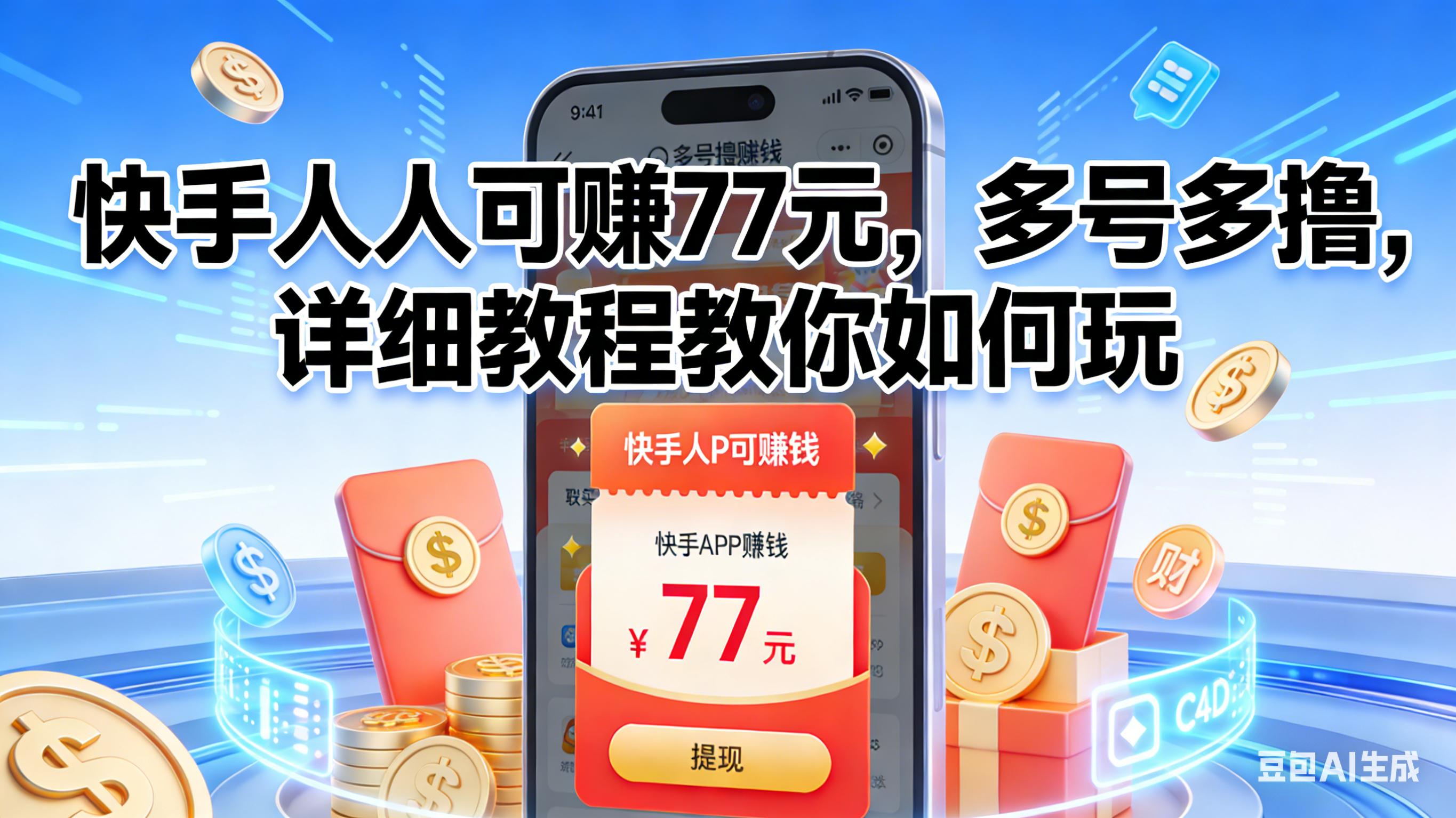快手人人可赚77元，多号多撸，详细教程教你如何玩-知创网