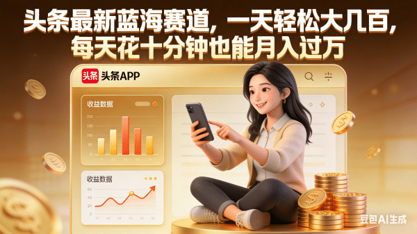 头条最新蓝海赛道，一天轻松大几百，每天花十分钟也能月入过万-知创网
