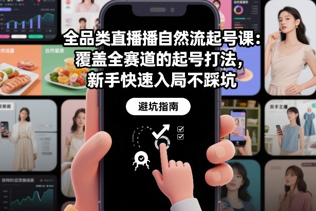 全品类直播自然流起号课：覆盖全赛道的起号打法，新手快速入局不踩坑-知创网