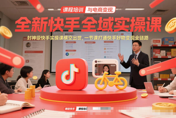 全新快手全域实操课，封神级快手实操课横空出世，一节课打通快手好物变现全链路-知创网