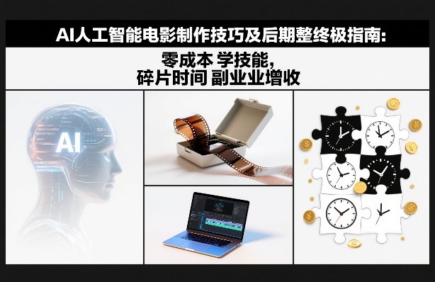 AI人工智能电影制作技巧及后期完整终极指南：零成本学技能，碎片时间副业增收-知创网