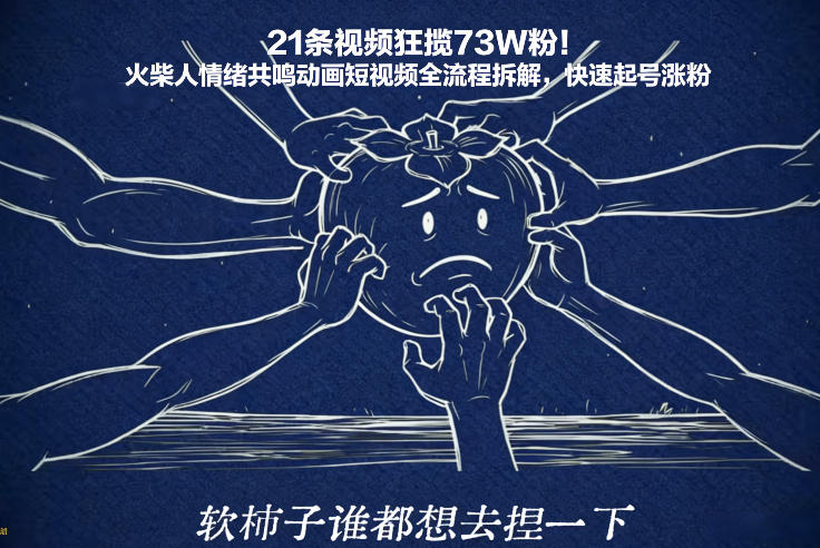 21条视频狂揽73W粉！火柴人情绪共鸣动画短视频全流程拆解，快速起号涨粉-知创网