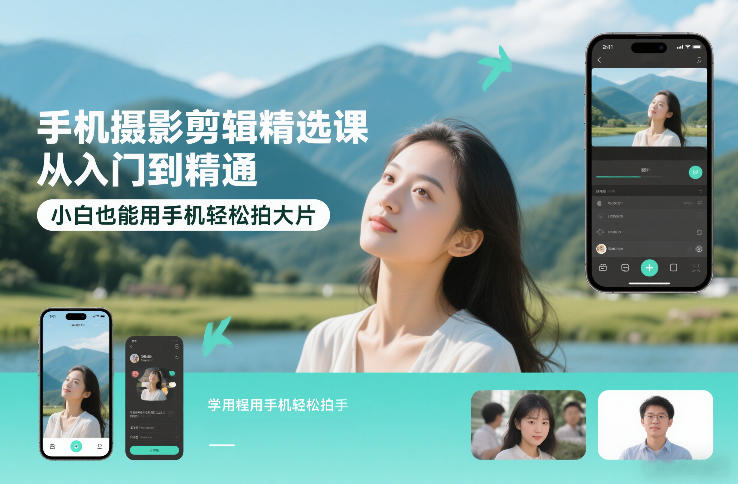 手机摄影剪辑精选课，从入门到精通，小白也能用手机轻松拍大片-知创网