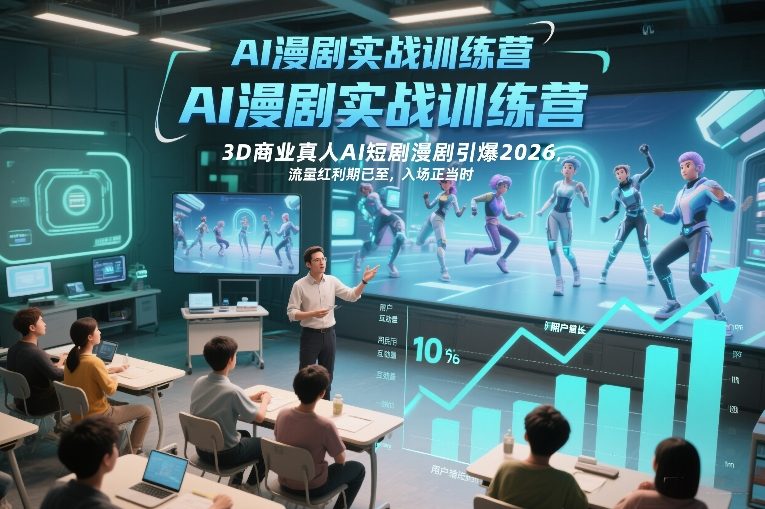 AI漫剧实战训练营，3D商业真人AI短剧漫剧引爆2026，流量红利期已至，入场正当时-知创网