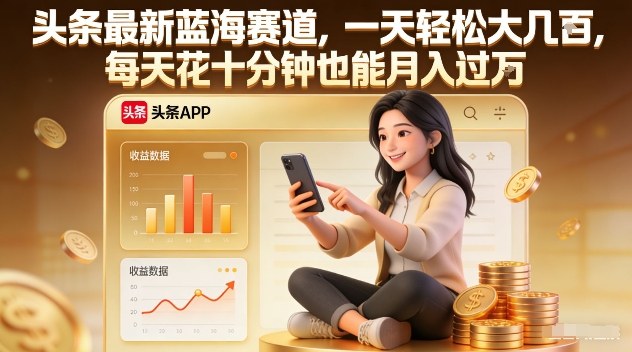 头条最新蓝海赛道，一天轻松大几张，每天花十分钟也能月入过1W【揭秘】-知创网
