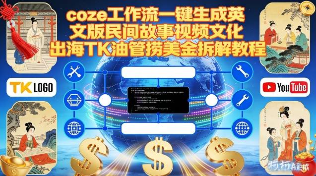 Coze扣子工作流一键生成英文版民间故事视频，文化出海TK油管捞美金拆解教程-知创网