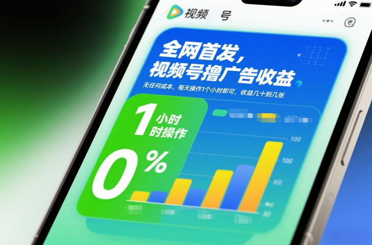 全网首发，视频号撸广告收益，无任何成本，每天操作1个小时即可，收益几十到几张-知创网