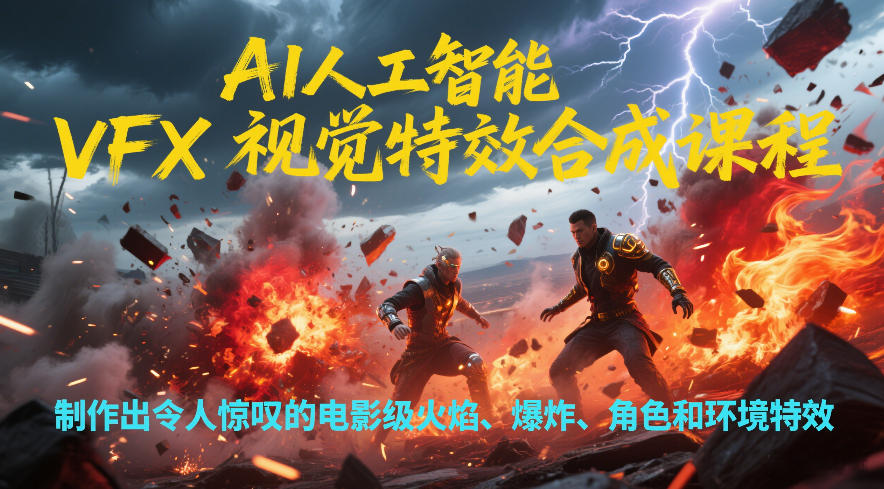 AI人工智能VFX视觉特效合成课程，制作出令人惊叹的电影级火焰、爆炸、角色和环境特效-知创网