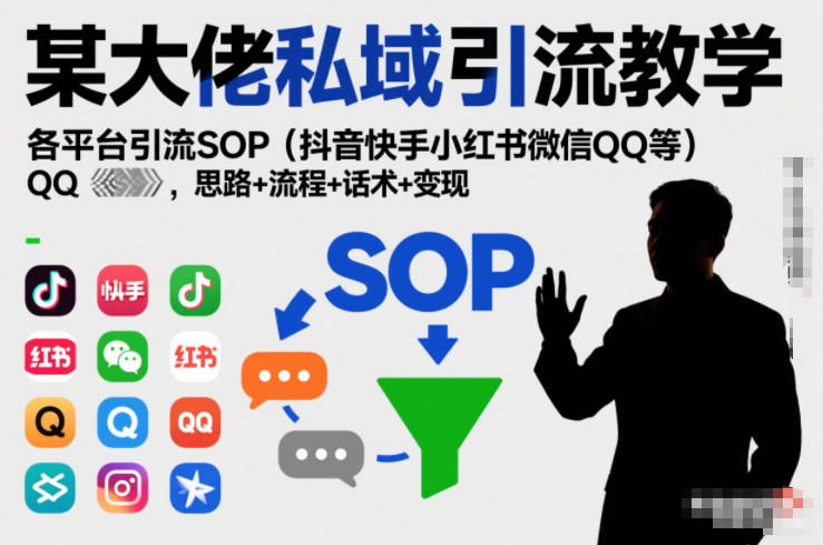 某大佬私域引流教学，各平台引流SOP（抖音快手小红书微信QQ等），思路+流程+话术+变现-知创网