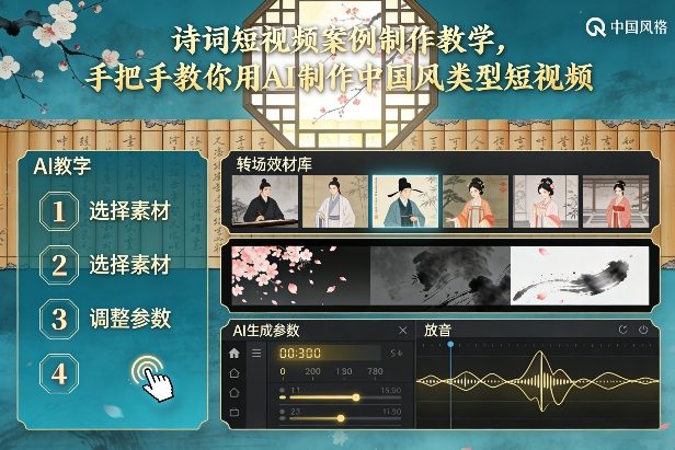 古诗词短视频案例制作教学,手把手教你用AI制作中国风类型短视频-知创网