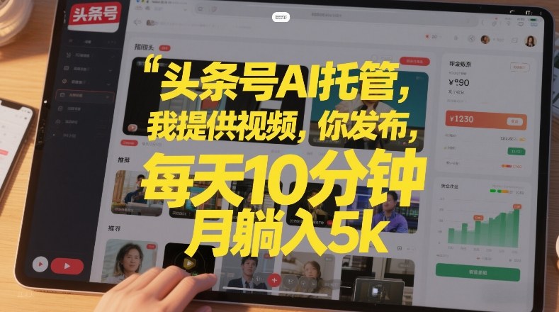 头条号AI托管,我提供视频,你发布,每天10分钟,月躺入5k+【揭秘】-知创网