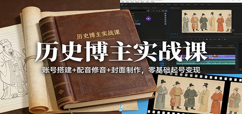 历史博主实战课：账号搭建+配音修音+封面制作，零基础起号变现-知创网