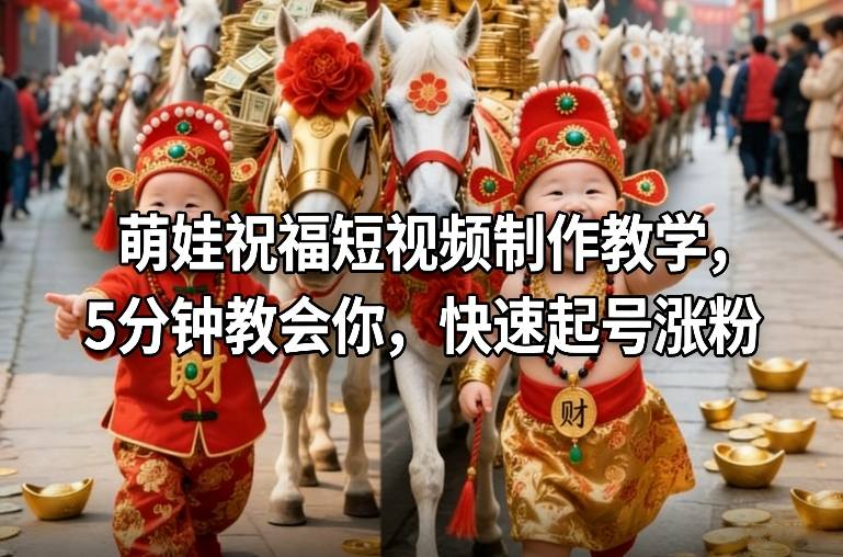 萌娃祝福短视频制作教学，5分钟教会你，快速起号涨粉-知创网