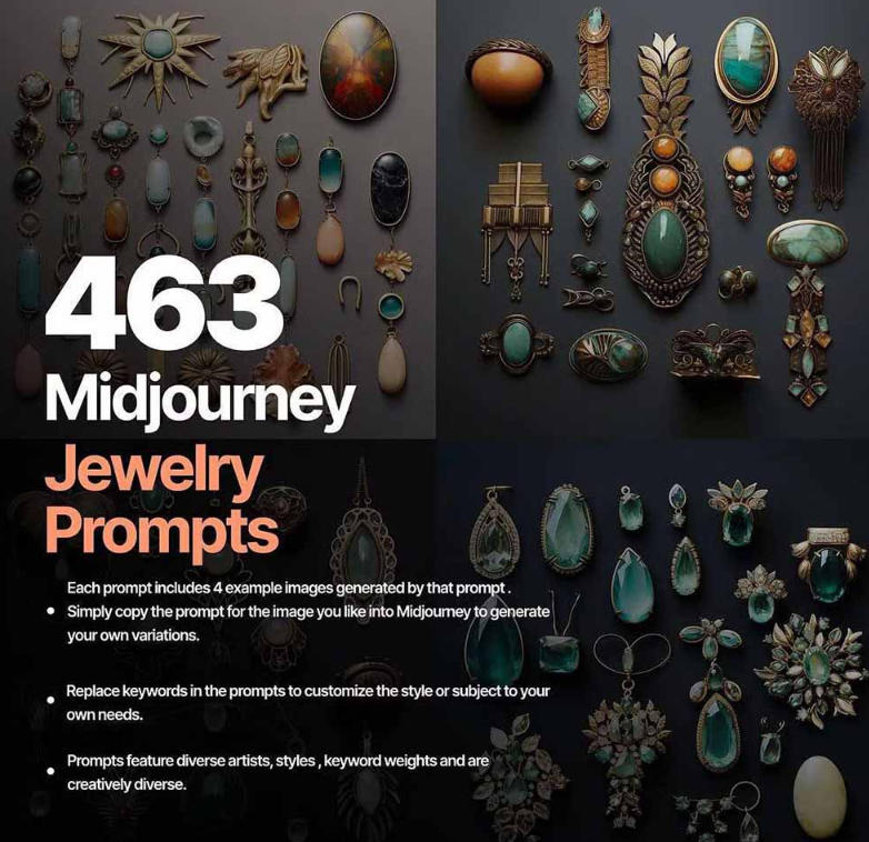 图片[2]-460+专业Midjourney珠宝摄影AI提示词戒指，项链-耳环-手链-宝石等，立即开始创作珠宝艺术-知创网