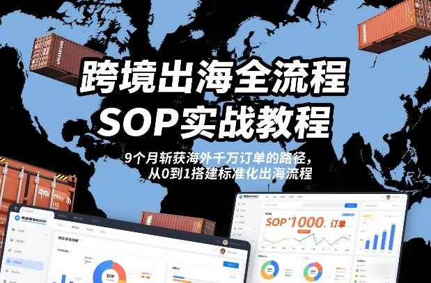 跨境出海全流程全盘托出SOP实战教程，9个月斩获海外千万订单的路径，从0到1搭建标准化出海流程-知创网