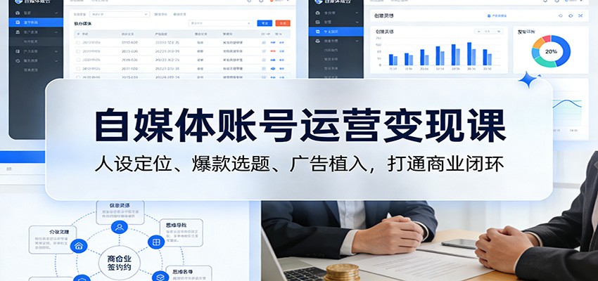 自媒体账号运营变现课：人设定位、爆款选题、广告植入，打通商业闭环-知创网