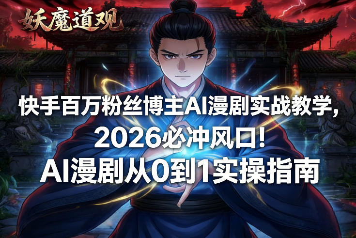 快手百万粉丝博主AI漫剧实战教学，2026必冲风口！AI漫剧从0到1实操指南-知创网