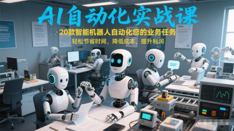AI自动化实战课:20款智能机器人自动化您的业务任务,轻松节省时间,降低成本,提升利润-知创网