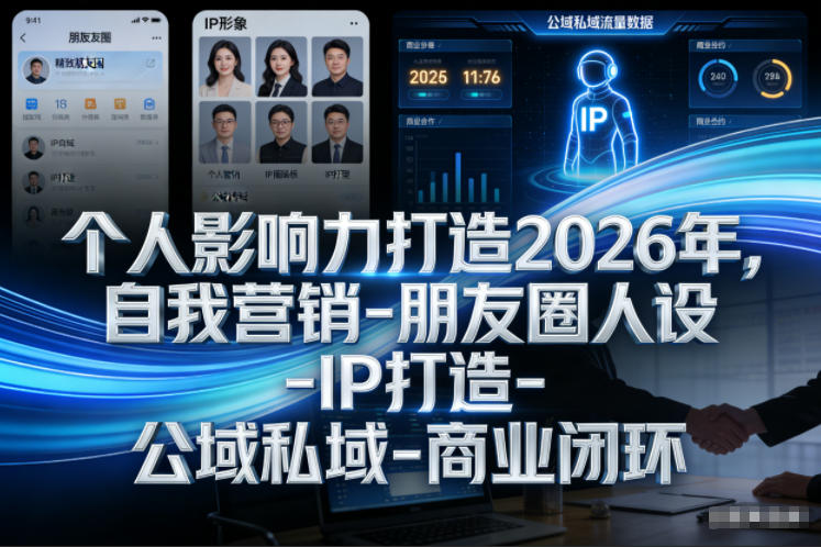 个人影响力打造2026年，自我营销-朋友圈人设-IP打造-公域私域-商业闭环-知创网