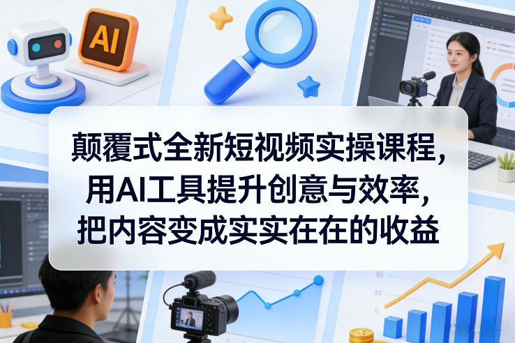 颠覆式全新短视频实操课程，用AI工具提升创意与效率，把内容变成实实在在的收益-知创网