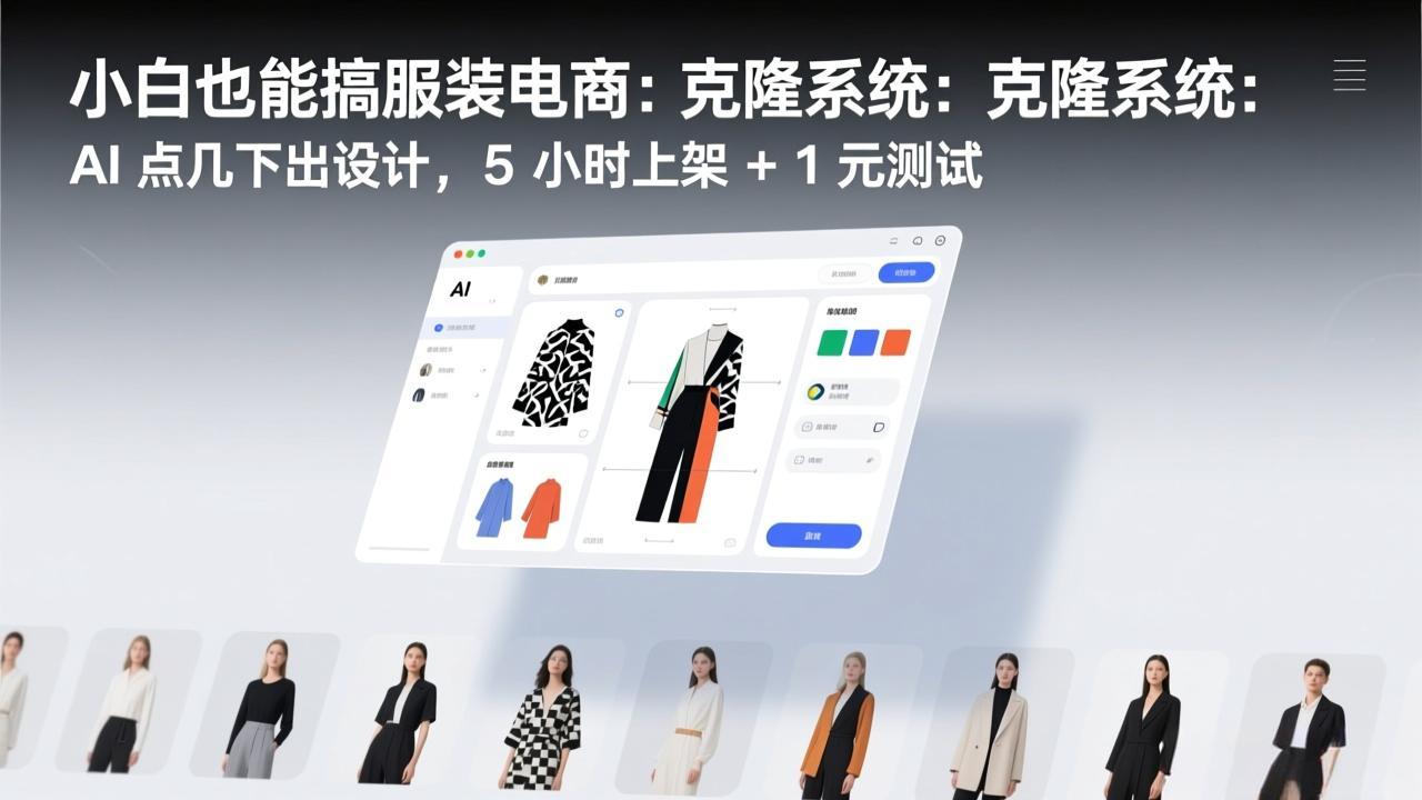 （17411期）小白也能搞服装电商：克隆系统：AI 点几下出设计，5 小时上架 + 1 元测试-知创网